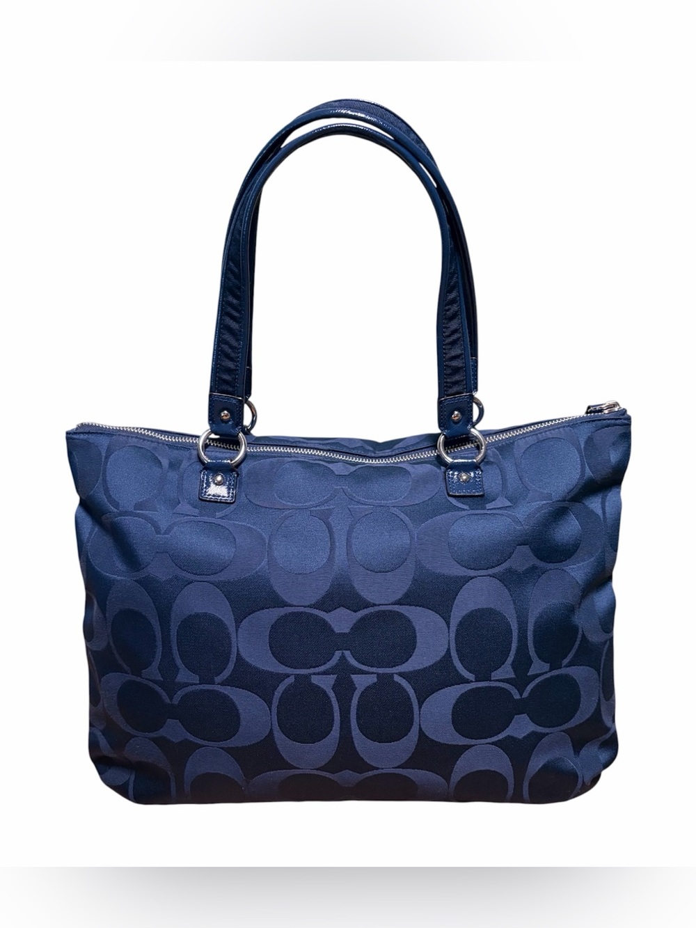 Coach Poppy Daisy Signature Large Navy Tote Bag EUC - Picture 8 of 10